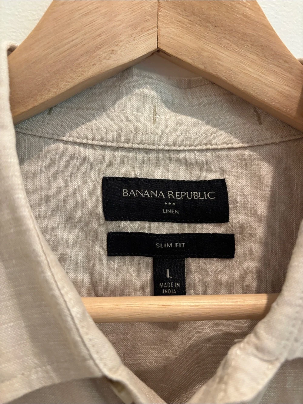 Banana Republic Men’s Short Sleeve Shirt Linen Blend Beige Size Large